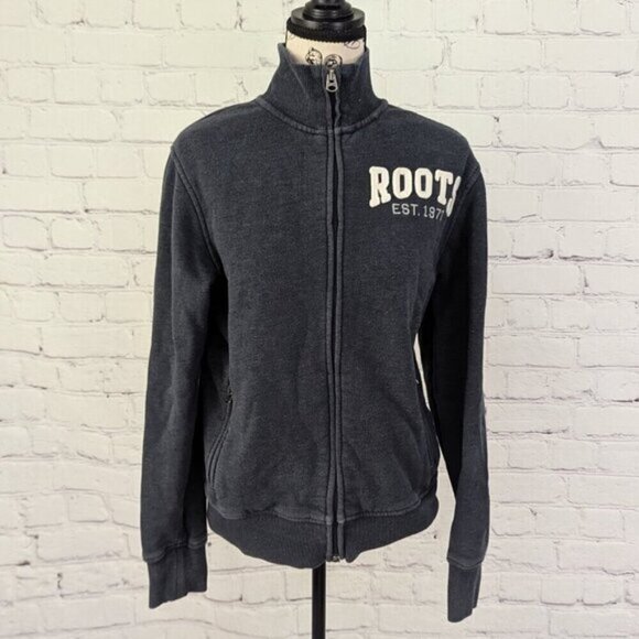 Roots Canada Zip Front Fleece Jacket Charcoal Gray XS - Picture 6 of 7